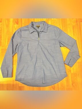 🔥McDonald’s Apparel Collection Blue Striped Long Sleeve Zippered Shirt Sz L